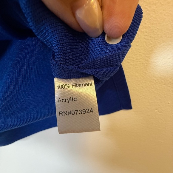 Ming Wang Sleeveless Top Bright Blue High Collar Women’s Size PM Petite Medium - Picture 8 of 11